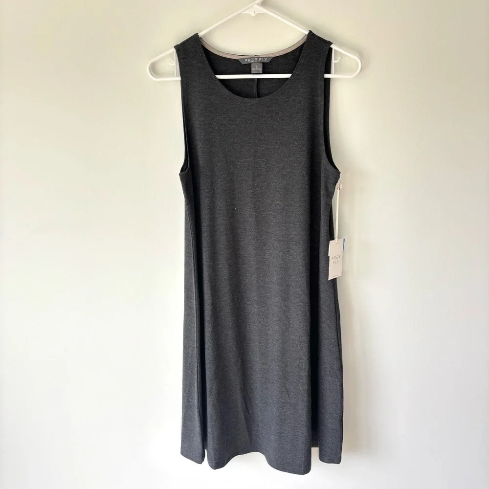 Free Fly Bamboo Flex Mini Dress Heather Black UPF 50+ Athletic Athleisure Sporty
